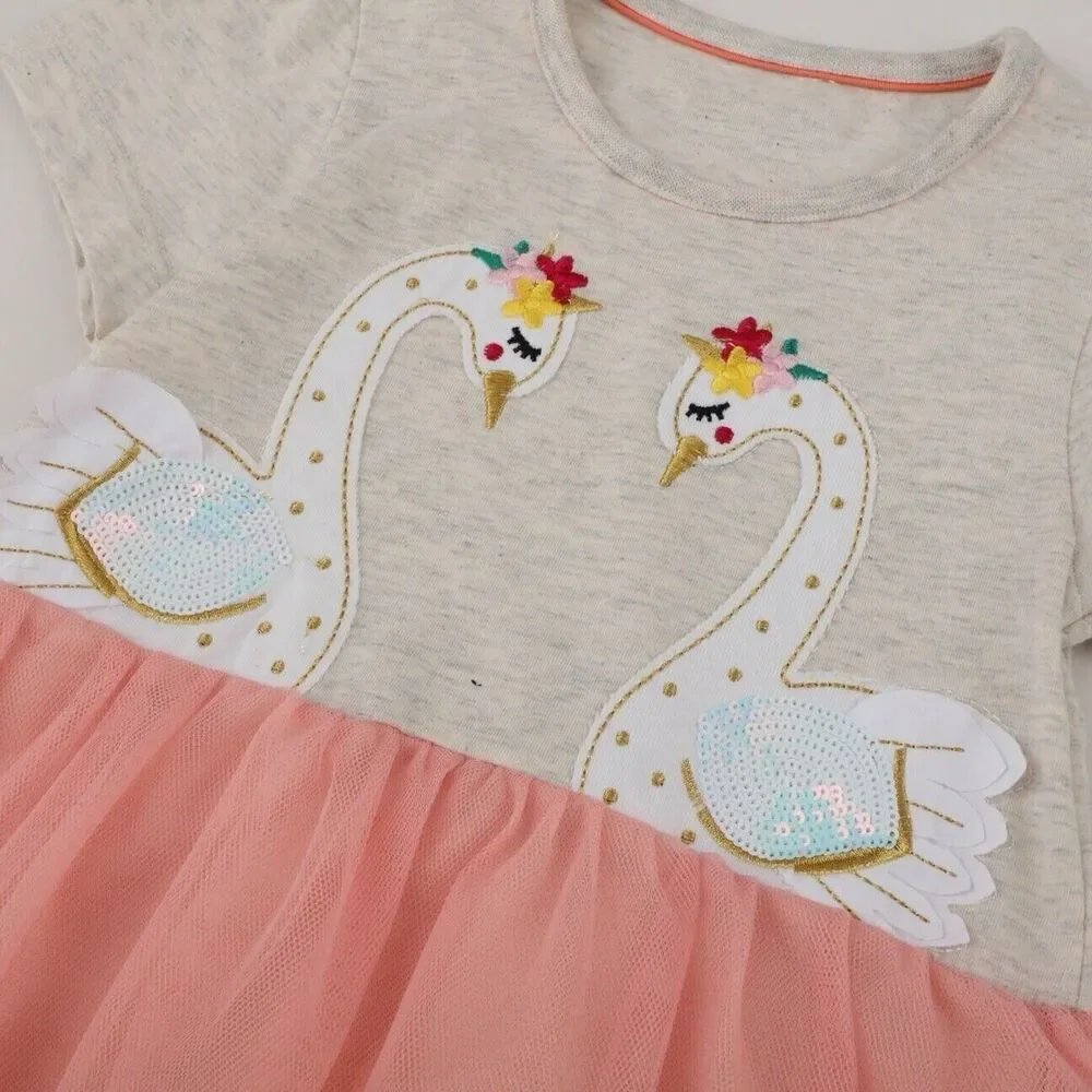 Los Angeles Boutique Swan Sequin Tulle Twirl Dress Casual Party School Cute 6
